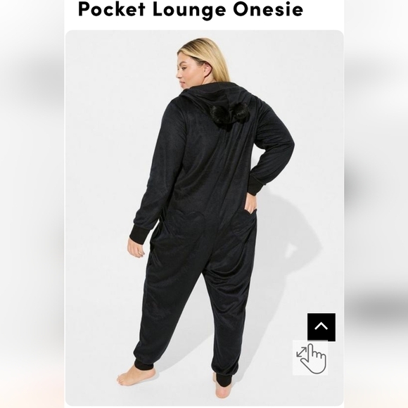 Torrid Fleece Pom Ears Heart Pocket Lounge Onesie black 3x 4x - Picture 2 of 10